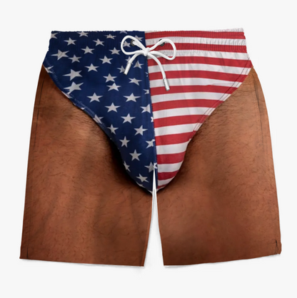 Custom Funny Patriotic Men Swim Trunks - Personalized Summer Vacation And Travel Gifts For Men - Freedom And Chill